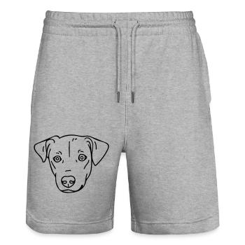 chien - Short de jogging bio TRAINER Stanley/Stella unisexe - gris chiné - Devant - Nik (191cm) & Marisol (170cm)