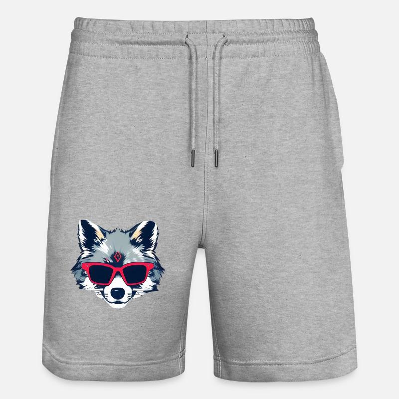 funny wolf - Stanley/Stella Trainer Unisex Organic Jogging Shorts - heather grey