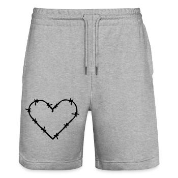 Cœur piégé Amour fil barbelé épineux - Short de jogging bio TRAINER Stanley/Stella unisexe - gris chiné - Devant - Nik (191cm) & Marisol (170cm)