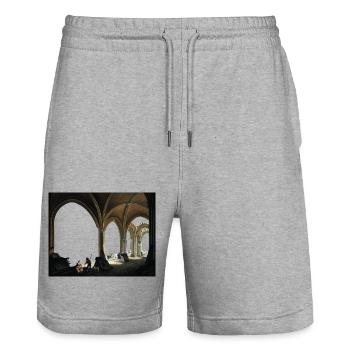 Kunstmalerei - Stanley/Stella Unisex Bio Joggingshorts Trainer  - Grau meliert - Vorne - Nik (191cm) & Marisol (170cm)