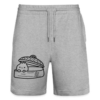 Bao - Stanley/Stella Trainer Unisex Organic Jogging Shorts - heather grey - Front - Nik (191cm) & Marisol (170cm)