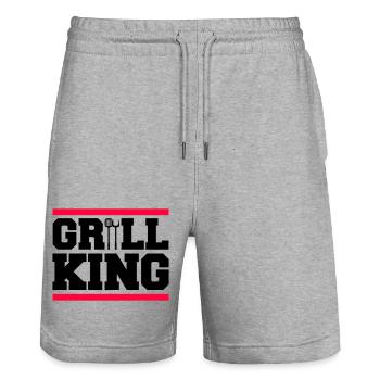 Grill King - Stanley/Stella Trainer Unisex Organic Jogging Shorts - heather grey - Front - Nik (191cm) & Marisol (170cm)