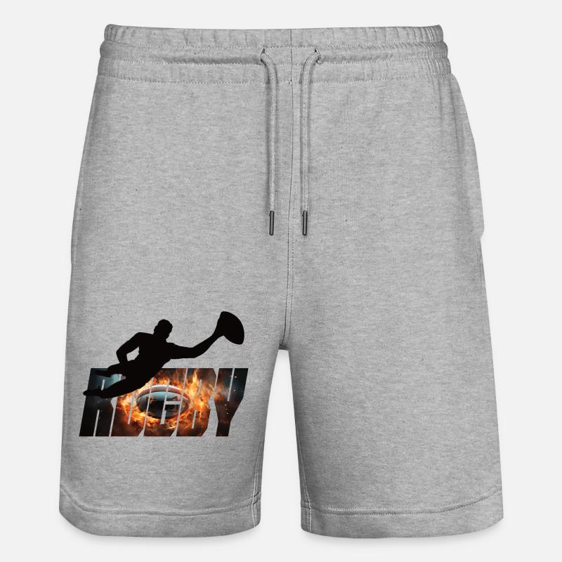 Rugby - Stanley/Stella Trainer Unisex Organic Jogging Shorts - heather grey