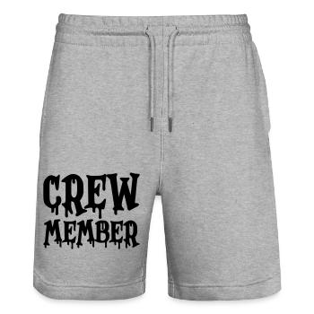 Crew Member - Stanley/Stella Trainer Unisex Organic Jogging Shorts - heather grey - Front - Nik (191cm) & Marisol (170cm)