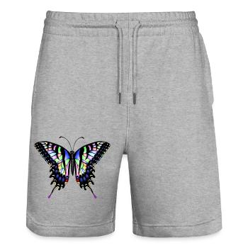 Dovetail Butterfly - Stanley/Stella Trainer Unisex Organic Jogging Shorts - heather grey - Front - Nik (191cm) & Marisol (170cm)