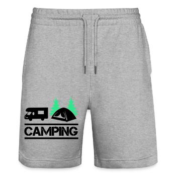 Camping 02 - Short de jogging bio TRAINER Stanley/Stella unisexe - gris chiné - Devant - Nik (191cm) & Marisol (170cm)