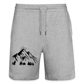 Montagnes Nature - Short de jogging bio TRAINER Stanley/Stella unisexe - gris chiné - Devant - Nik (191cm) & Marisol (170cm)