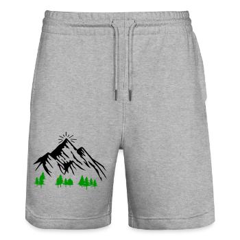 Montagnes Nature - Short de jogging bio TRAINER Stanley/Stella unisexe - gris chiné - Devant - Nik (191cm) & Marisol (170cm)