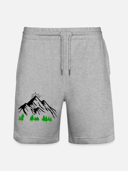 Mountains Nature - Stanley/Stella Trainer Unisex Organic Jogging Shorts - heather grey