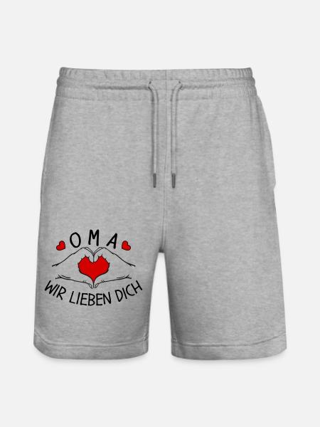 Oma wir lieben Dich - Stanley/Stella Unisex Bio Joggingshorts Trainer - Grau meliert