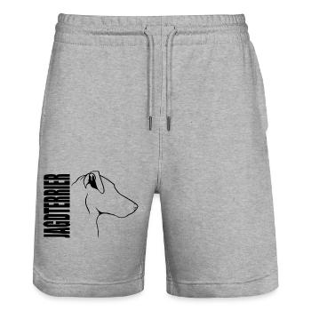Deutscher Jagdterrier Profil Hunde Hund Wilsigns - Stanley/Stella Unisex Bio Joggingshorts Trainer  - Grau meliert - Vorne - Nik (191cm) & Marisol (170cm)