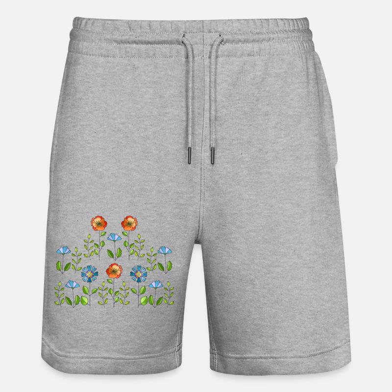Blumen - Stanley/Stella Unisex Bio Joggingshorts Trainer  - Grau meliert