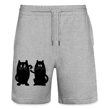 Chats - Short de jogging bio TRAINER Stanley/Stella unisexe - gris chiné - Devant - Nik (191cm) & Marisol (170cm)