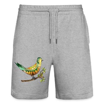 Bunter Vogel - Stanley/Stella Unisex Bio Joggingshorts Trainer  - Grau meliert - Vorne - Nik (191cm) & Marisol (170cm)