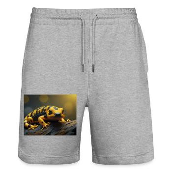 Cute animals doing hibernation – fire salamander - Stanley/Stella Trainer Unisex Organic Jogging Shorts - heather grey - Front - Nik (191cm) & Marisol (170cm)