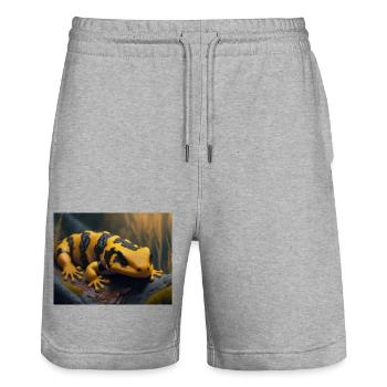 Cute animals doing hibernation – fire salamander - Stanley/Stella Trainer Unisex Organic Jogging Shorts - heather grey - Front - Nik (191cm) & Marisol (170cm)