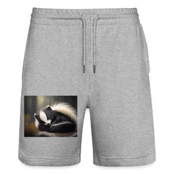 Animaux mignons en hibernation – raton laveur - Short de jogging bio TRAINER Stanley/Stella unisexe - gris chiné - Devant - Nik (191cm) & Marisol (170cm)