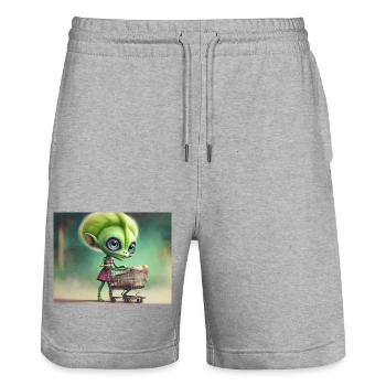 mignon petit extraterrestre rétro vert acheter des produits d’épicerie - Short de jogging bio TRAINER Stanley/Stella unisexe - gris chiné - Devant - Nik (191cm) & Marisol (170cm)