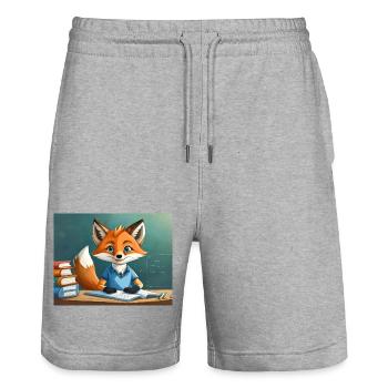 Niedlicher kleiner Teufel Fuchs Alltag – liest - Stanley/Stella Unisex Bio Joggingshorts Trainer  - Grau meliert - Vorne - Nik (191cm) & Marisol (170cm)