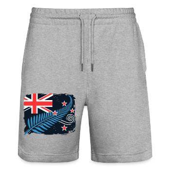 Nouvelle-Zélande Aotearoa Kiwi 11 - Short de jogging bio TRAINER Stanley/Stella unisexe - gris chiné - Devant - Nik (191cm) & Marisol (170cm)