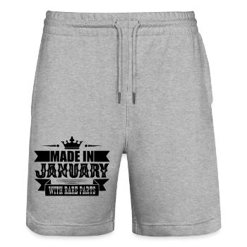 January Anniversary. January Birthday Gift - Stanley/Stella Trainer Unisex Organic Jogging Shorts - heather grey - Front - Nik (191cm) & Marisol (170cm)