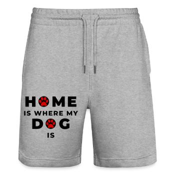 Home is where my Dog is - Saying 🐾💖🐕 - Stanley/Stella Trainer Unisex Organic Jogging Shorts - heather grey - Front - Nik (191cm) & Marisol (170cm)