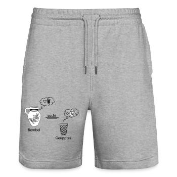 Denkblasen <3 #Bembel #trifft #Schoppe - Stanley/Stella Unisex Bio Joggingshorts Trainer  - Grau meliert - Vorne - Nik (191cm) & Marisol (170cm)