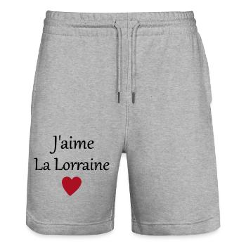 J'aime la Lorraine - Short de jogging bio TRAINER Stanley/Stella unisexe - gris chiné - Devant - Nik (191cm) & Marisol (170cm)