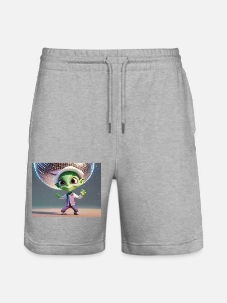 sød lille grøn retro vintage alien dans - Stanley/Stella Trainer økologiske unisex joggingshorts - grå meleret