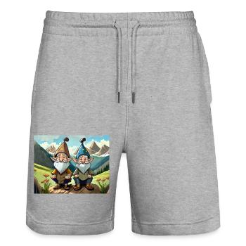 german nursery rhymes Himpelchen und Pimpelchen - Stanley/Stella Trainer Unisex Organic Jogging Shorts - heather grey - Front - Nik (191cm) & Marisol (170cm)