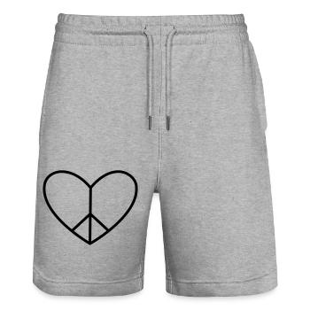 Friede im Herzen - Stanley/Stella Unisex Bio Joggingshorts Trainer  - Grau meliert - Vorne - Nik (191cm) & Marisol (170cm)