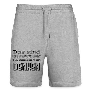 Dictons amusants - Short de jogging bio TRAINER Stanley/Stella unisexe - gris chiné - Devant - Nik (191cm) & Marisol (170cm)