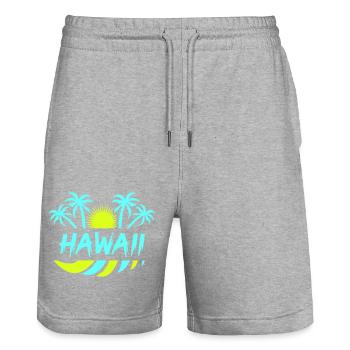 Hawaii - Stanley/Stella Trainer Unisex Organic Jogging Shorts - heather grey - Front - Nik (191cm) & Marisol (170cm)