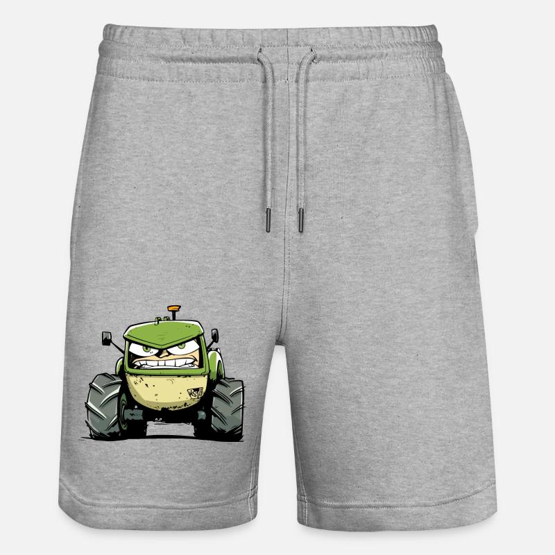Wütender Traktor Nr. 4 - Stanley/Stella Unisex Bio Joggingshorts Trainer  - Grau meliert
