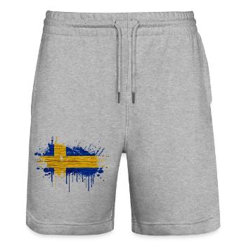 Suède Suède Scandinavie Pays nordiques Viking Europe - Short de jogging bio TRAINER Stanley/Stella unisexe - gris chiné - Devant - Nik (191cm) & Marisol (170cm)