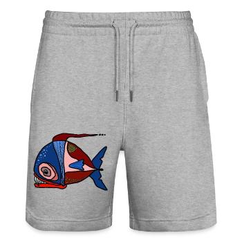 fisch - Stanley/Stella Unisex Bio Joggingshorts Trainer  - Grau meliert - Vorne - Nik (191cm) & Marisol (170cm)