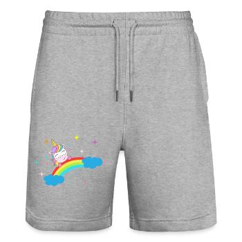 Einhorn - Stanley/Stella Unisex Bio Joggingshorts Trainer  - Grau meliert - Vorne - Nik (191cm) & Marisol (170cm)