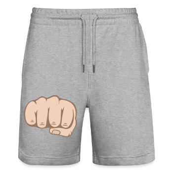 Fist - Stanley/Stella Trainer Unisex Organic Jogging Shorts - heather grey - Front - Nik (191cm) & Marisol (170cm)