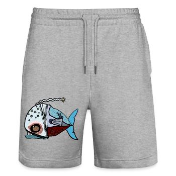 Fisch - Stanley/Stella Unisex Bio Joggingshorts Trainer  - Grau meliert - Vorne - Nik (191cm) & Marisol (170cm)