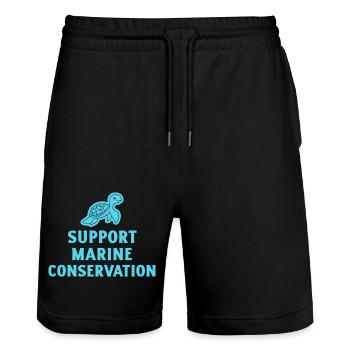 Marine Conservation. - Stanley/Stella Trainer Unisex Organic Jogging Shorts - black - Front - Nik (191cm) & Marisol (170cm)