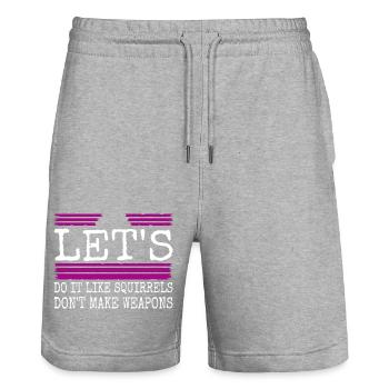 Family Flower Power Anti War Peace for Paris - Stanley/Stella Trainer Unisex Organic Jogging Shorts - heather grey - Front - Nik (191cm) & Marisol (170cm)