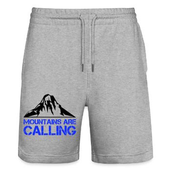 Mountains Mountains - Stanley/Stella Trainer Unisex Organic Jogging Shorts - heather grey - Front - Nik (191cm) & Marisol (170cm)