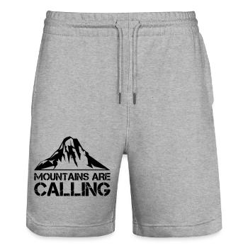 Mountains Mountains - Stanley/Stella Trainer Unisex Organic Jogging Shorts - heather grey - Front - Nik (191cm) & Marisol (170cm)