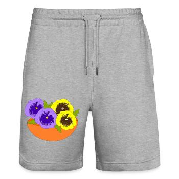 Pensée - Short de jogging bio TRAINER Stanley/Stella unisexe - gris chiné - Devant - Nik (191cm) & Marisol (170cm)