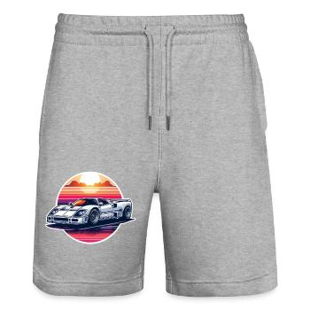 voiture vintage couché de soleil - Short de jogging bio TRAINER Stanley/Stella unisexe - gris chiné - Devant - Nik (191cm) & Marisol (170cm)
