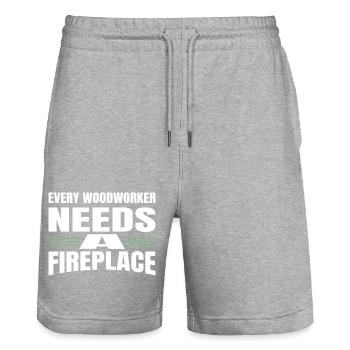 funny sayings carpenter jokes tshirts carpenter - Stanley/Stella Trainer Unisex Organic Jogging Shorts - heather grey - Front - Nik (191cm) & Marisol (170cm)