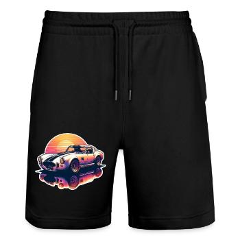 Oldtimer Sonnenuntergang - Stanley/Stella Unisex Bio Joggingshorts Trainer  - Schwarz - Vorne - Nik (191cm) & Marisol (170cm)