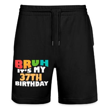 Bruh C’est mon 37e anniversaire Trente-septième anniversaire - Short de jogging bio TRAINER Stanley/Stella unisexe - noir - Devant - Nik (191cm) & Marisol (170cm)