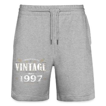 27 Jahre alter Jahrgang 1997 Limitierte Auflage 27. - Stanley/Stella Unisex Bio Joggingshorts Trainer  - Grau meliert - Vorne - Nik (191cm) & Marisol (170cm)