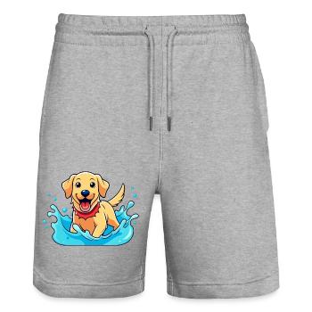 Joyful Labrador Retriever Splashing in Pool Art - Stanley/Stella Trainer Unisex Organic Jogging Shorts - heather grey - Front - Nik (191cm) & Marisol (170cm)